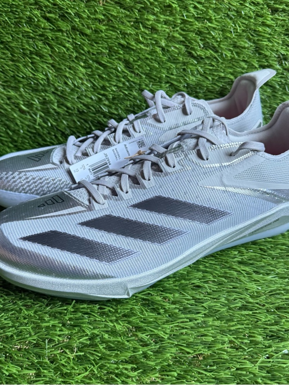 Size 13 - Adidas Adizero Electric+ Silver Speed Baseball Cleats Metal JS2994